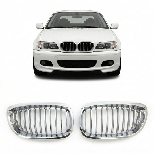 Chrom Einzellinie Kühlergrill passend für BMW 3er E46 Coupé Cabrio 03-06