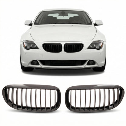 Kühlergrill Einzelstreifen Hochglanz Schwarz passend für BMW 6er E63 E64 2003-2010