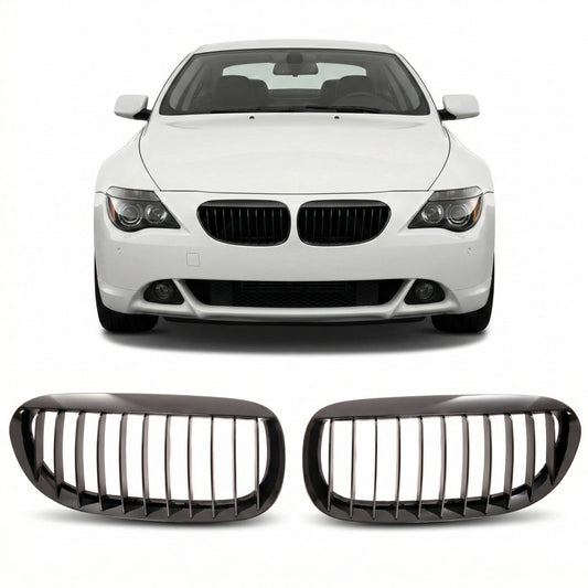 Kühlergrill Einzelstreifen Hochglanz Schwarz passend für BMW 6er E63 E64 2003-2010