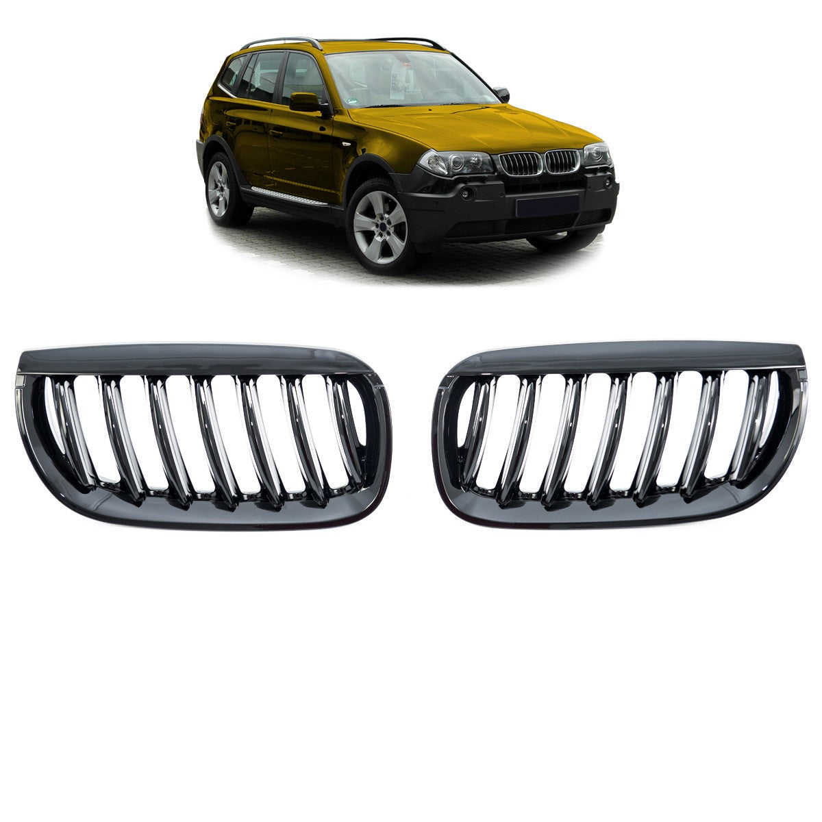 Sport Frontsplitter Lippe Hochglanz Schwarz passend für BMW X3 (E83) 2003-2006