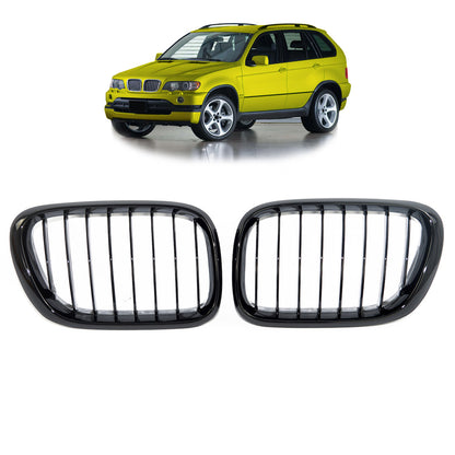 Kühlergrill Hochglanz Schwarz passend für BMW X5 (E53) (2000-2003) Single Line