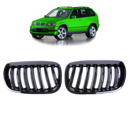 Kühlergrill Single Line Hochglanz Schwarz passend für BMW X5 E53 2003-2006