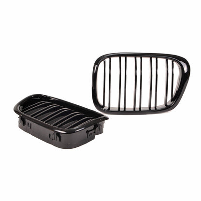Sportgrill Hochglanz Schwarz Doppelrahmen passend für BMW 5er E39 1995-2003