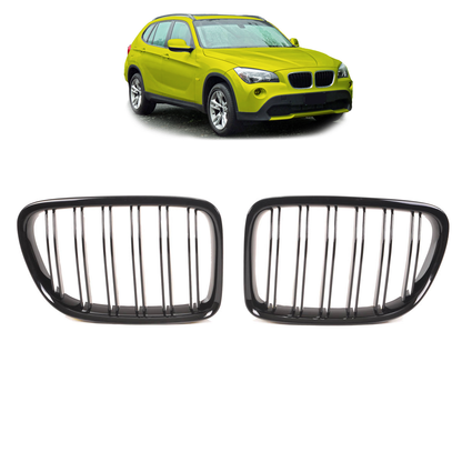 Sportgrill Hochglanz Schwarz Doppelstreifen passend für BMW X1 E84 2009-2015