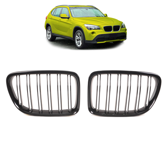 Sportgrill Hochglanz Schwarz Doppelstreifen passend für BMW X1 E84 2009-2015