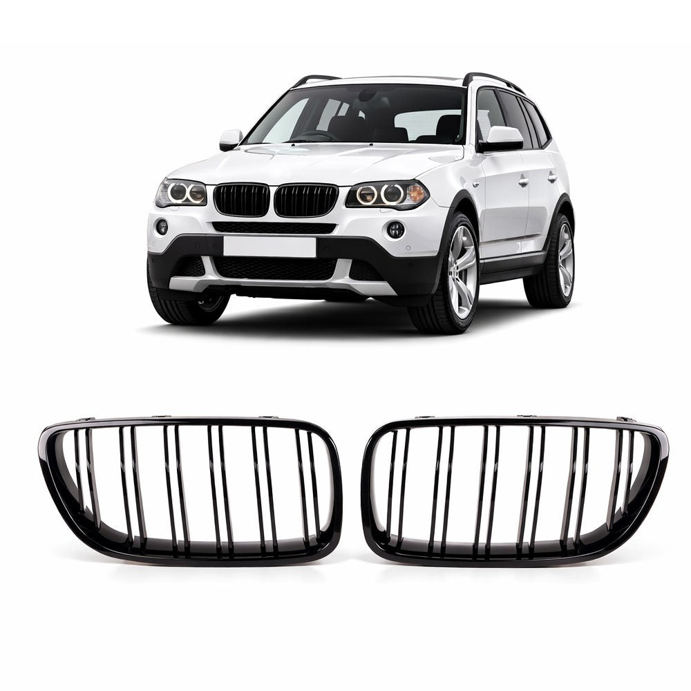 Sportgrill Hochglanz Schwarz Doppel-Linie passend für BMW X3 E83 2007-2011