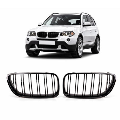 Sportgrill Hochglanz Schwarz Doppel-Linie passend für BMW X3 E83 2007-2011