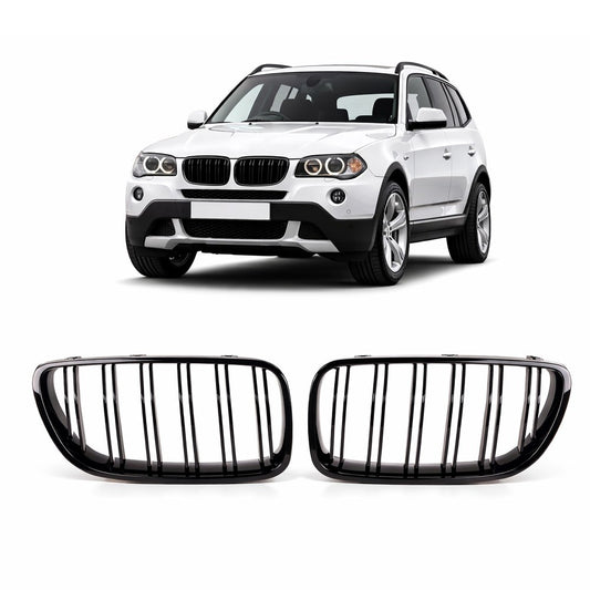 Sportgrill Hochglanz Schwarz Doppel-Linie passend für BMW X3 E83 2007-2011