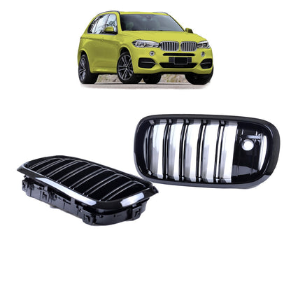 Kühlergrill Doppel-Linie Hochglanz Schwarz passend für BMW X5 F15 F85 X6 F16 13-18