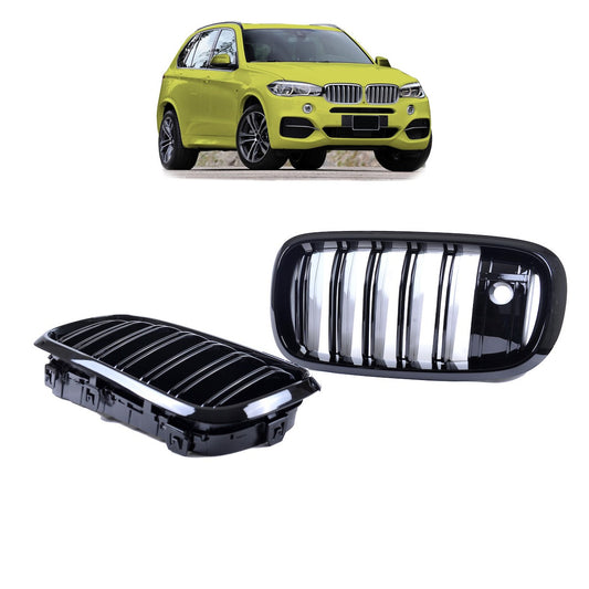 Kühlergrill Doppel-Linie Hochglanz Schwarz passend für BMW X5 F15 F85 X6 F16 13-18