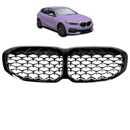 Hochglanz Schwarz Diamant Sportgrill passend für BMW 1er F40 2019-2024