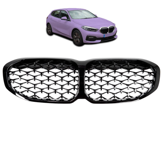 Hochglanz Schwarz Diamant Sportgrill passend für BMW 1er F40 2019-2024