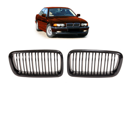 Kühlergrill Doppel Linie Hochglanz Schwarz passend für BMW 7er E38 1994-2001