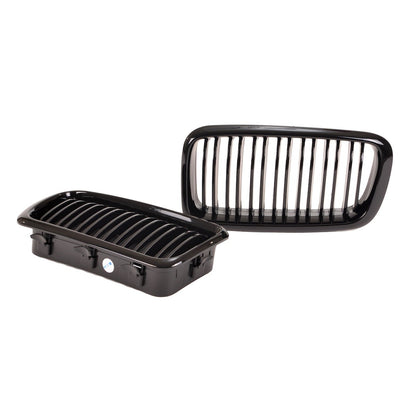 Kühlergrill Doppel Linie Hochglanz Schwarz passend für BMW 7er E38 1994-2001