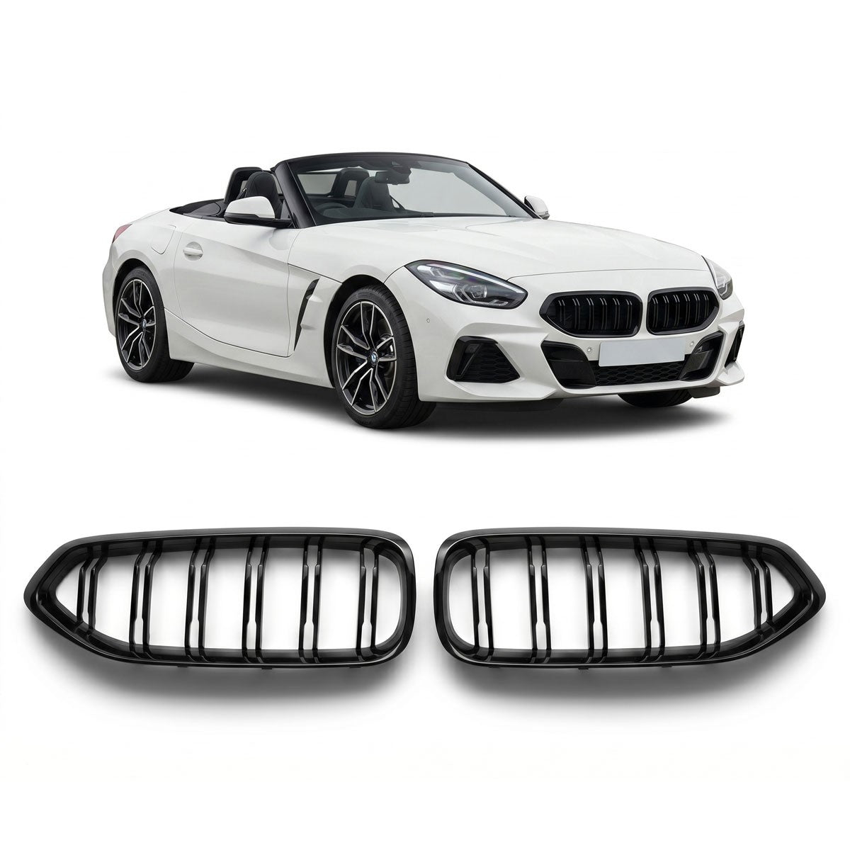 Doppelstreifen Hochglanz Schwarzer Kühlergrill passend für BMW Z4 (G29) 2018-2024