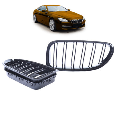 Kühlergrill Doppelstreifen Hochglanz Schwarz passend für BMW 6er F13/F12/F06 2011-2018