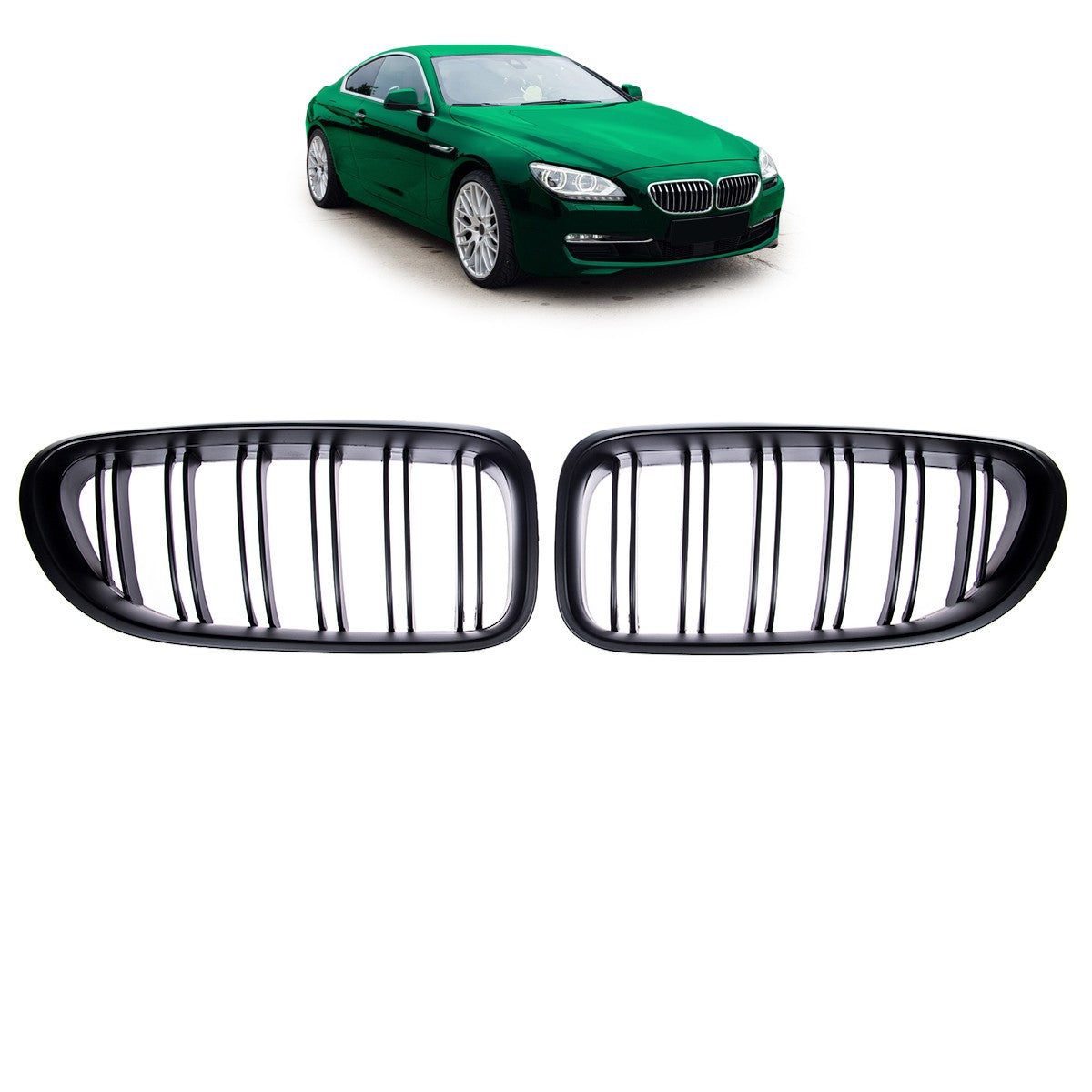 Kühlergrill Doppelstreifen Matt Schwarz passend für BMW 6er F06/F12/F13 2011-2018