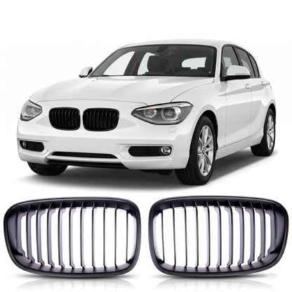 Matt Schwarz Einzelstreifen Kühlergrill passend für BMW 1er F20 F21 2011-2015