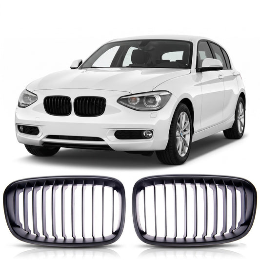 Matt Schwarz Einzelstreifen Kühlergrill passend für BMW 1er F20 F21 2011-2015