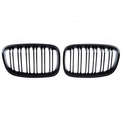 Kühlergrill Doppelstreifen Matt Schwarz passend für BMW 1er F20 F21 2011-2015