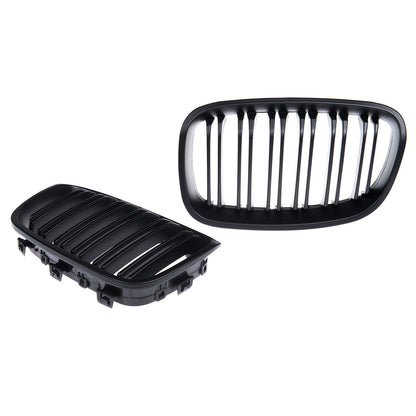 Kühlergrill Doppelstreifen Matt Schwarz passend für BMW 1er F20 F21 2011-2015