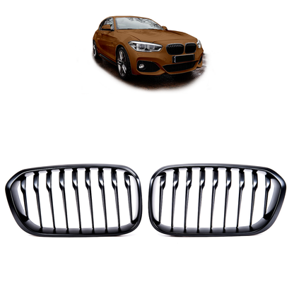 Kühlergrill Einzelstreifen Matt Schwarz passend für BMW 1er F20 F21 2015-2019