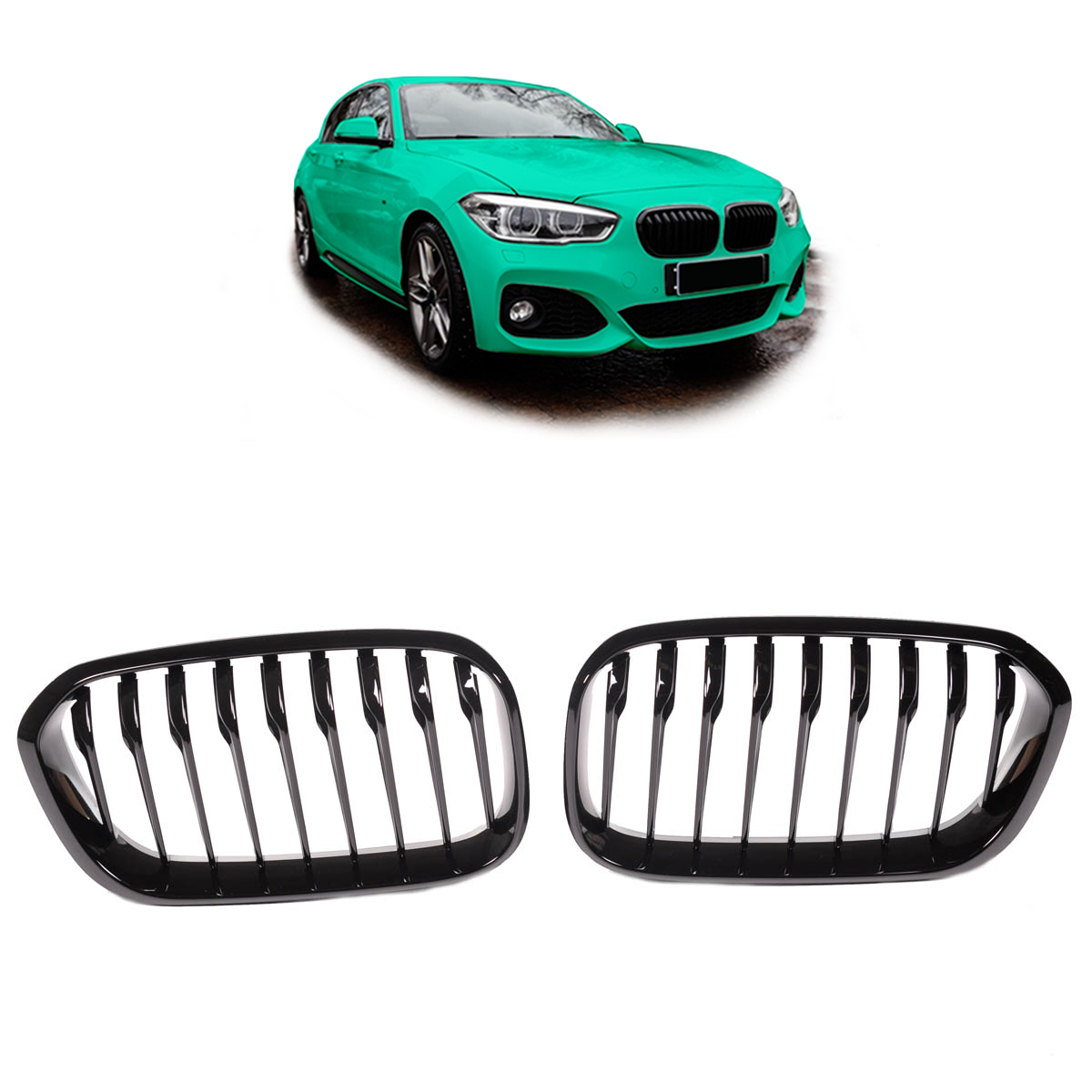 Kühlergrill Hochglanz Schwarz passend für BMW 1er F20 F21 2015-2019