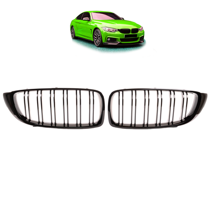 Sportgrill Hochglanz Schwarz Dual Line passend für BMW 4er F32 F33 F36 13-21
