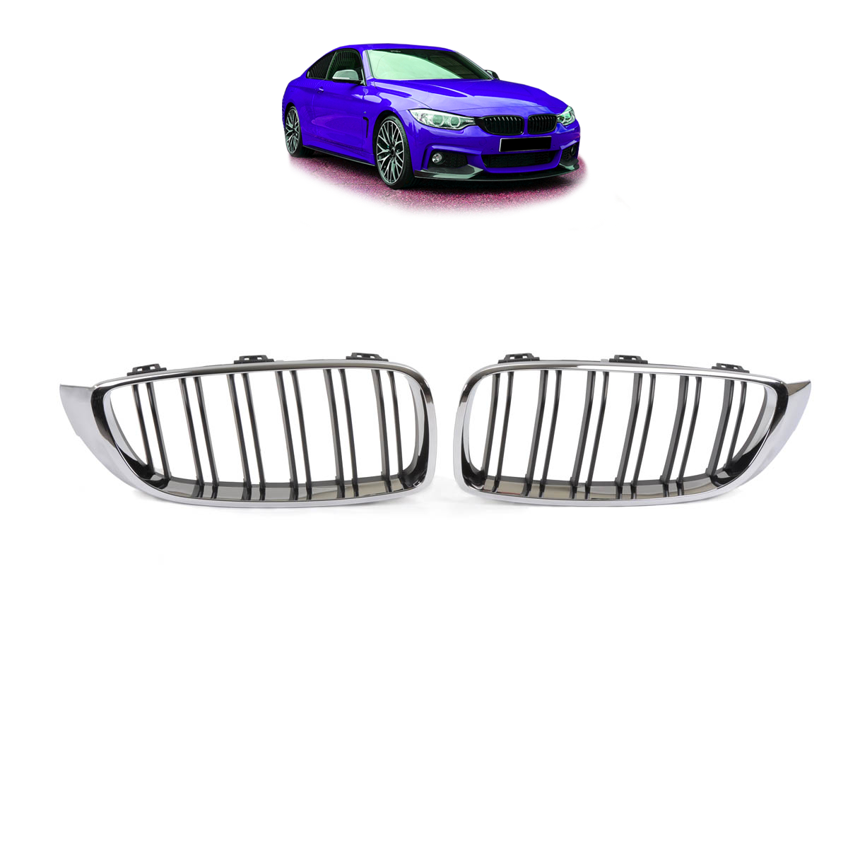 Sportgrill Dual Line Chrom & Schwarz passend für BMW 4er F32 F33 F36