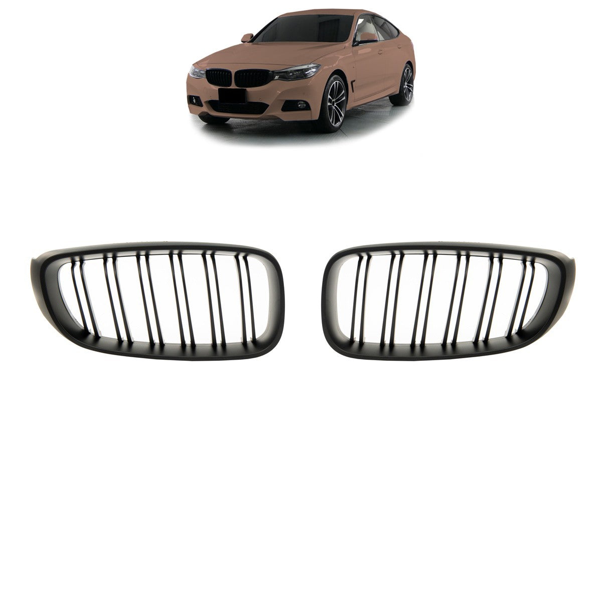Frontgrill Dual Line Matt Schwarz passend für BMW 3er F34 GT 2013-2020