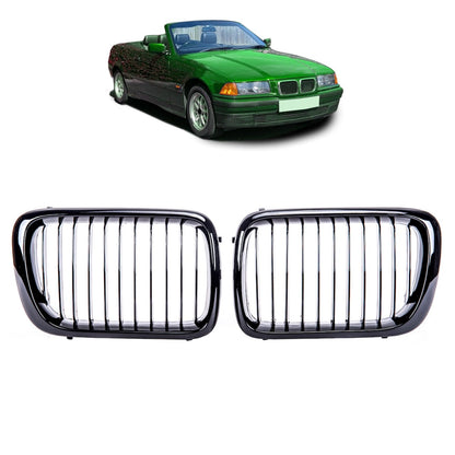 Frontgrill Hochglanz Schwarz Single Line passend für BMW 3er E36 1996-2000