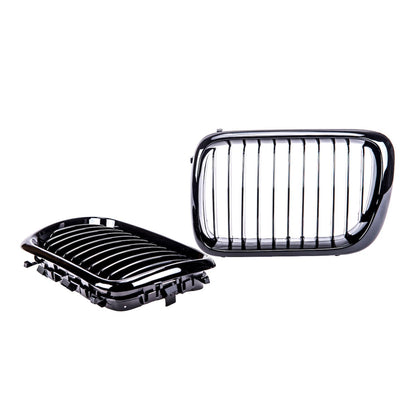 Frontgrill Hochglanz Schwarz Single Line passend für BMW 3er E36 1996-2000