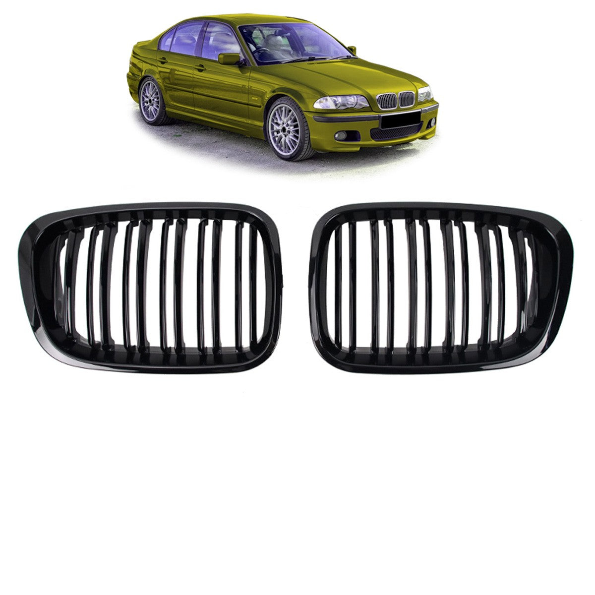 Frontgrill Hochglanz Schwarz passend für BMW 3er E46 1998-2001