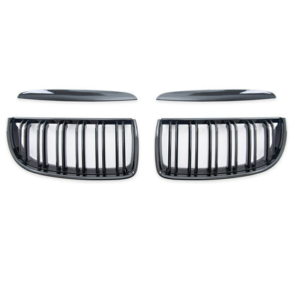 Frontgrill Hochglanz Schwarz Doppel-Linie passend für BMW 3er E90 E91 2005-2008