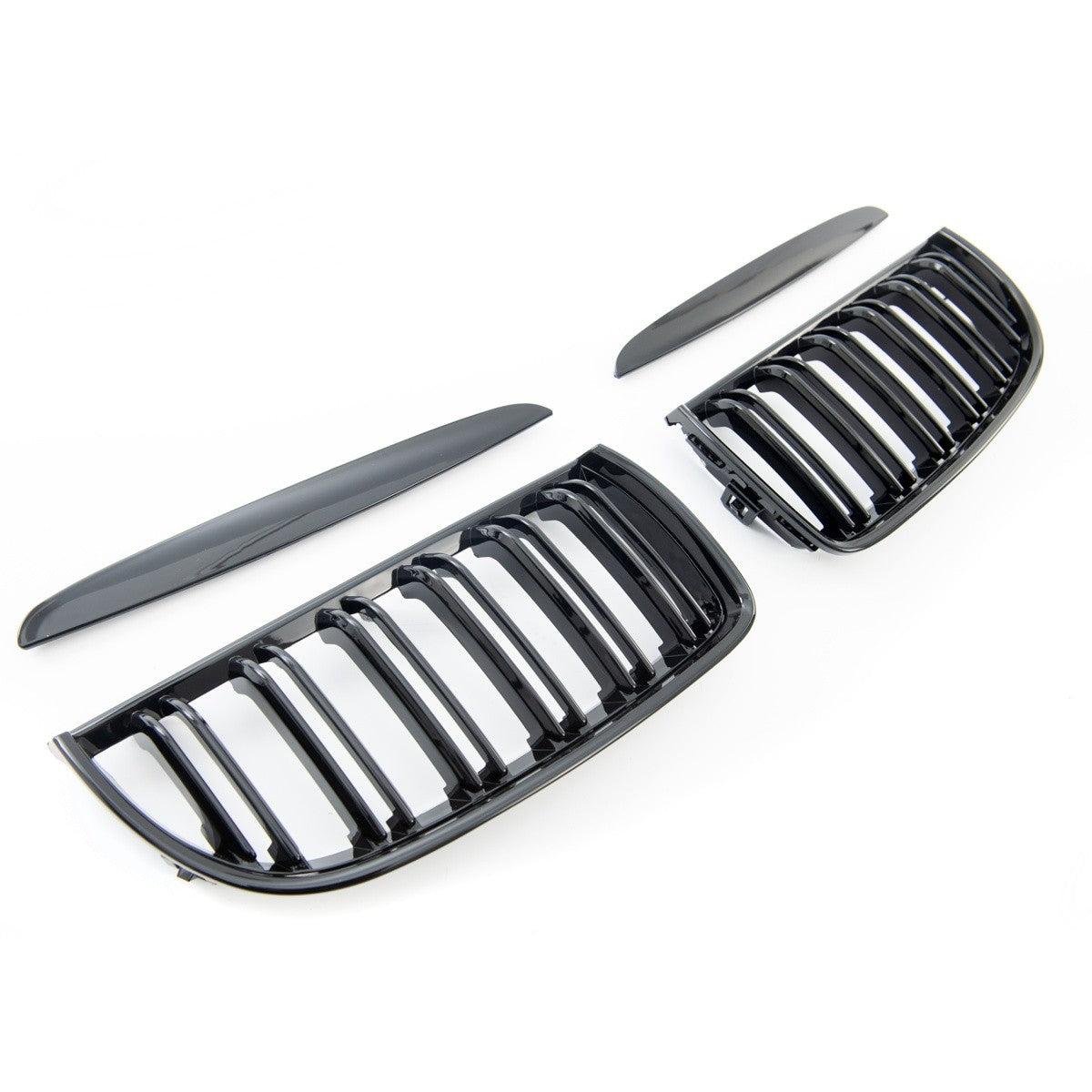 Frontgrill Hochglanz Schwarz Doppel-Linie passend für BMW 3er E90 E91 2005-2008