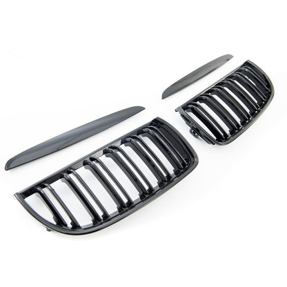 Frontgrill Hochglanz Schwarz Doppel-Linie passend für BMW 3er E90 E91 2005-2008