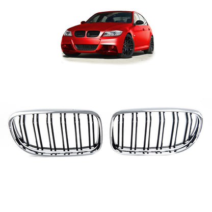 Doppel-Linie Chrom & Schwarzer Grill passend für BMW 3er E90 E91 2008-2011
