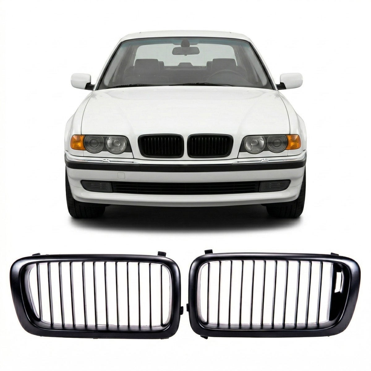 Matt Schwarzer Einlinien Kühlergrill passend für BMW 7er E38 1994-1999