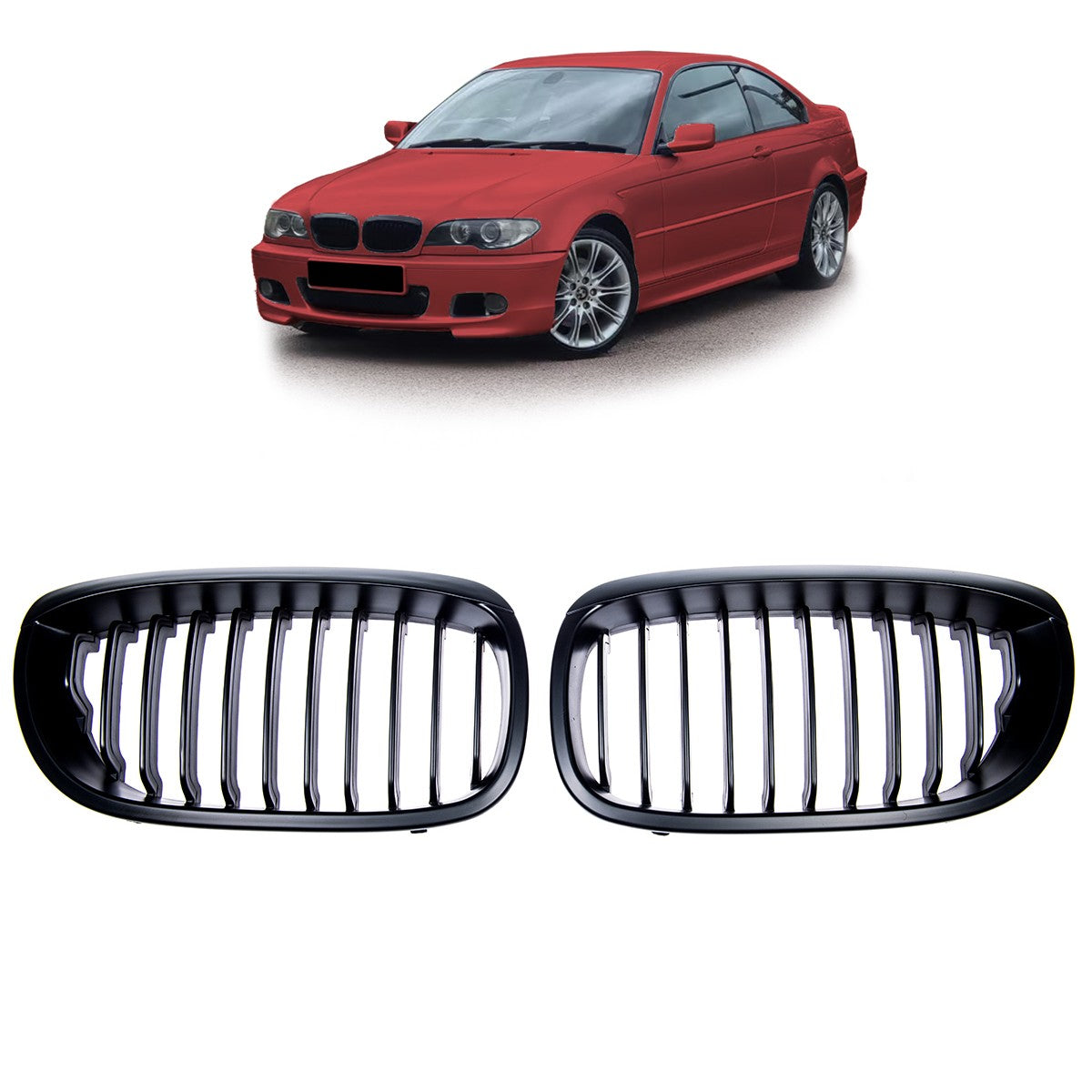 Grill Einzellinie Matt Schwarz passend für BMW 3er E46 2003-2006