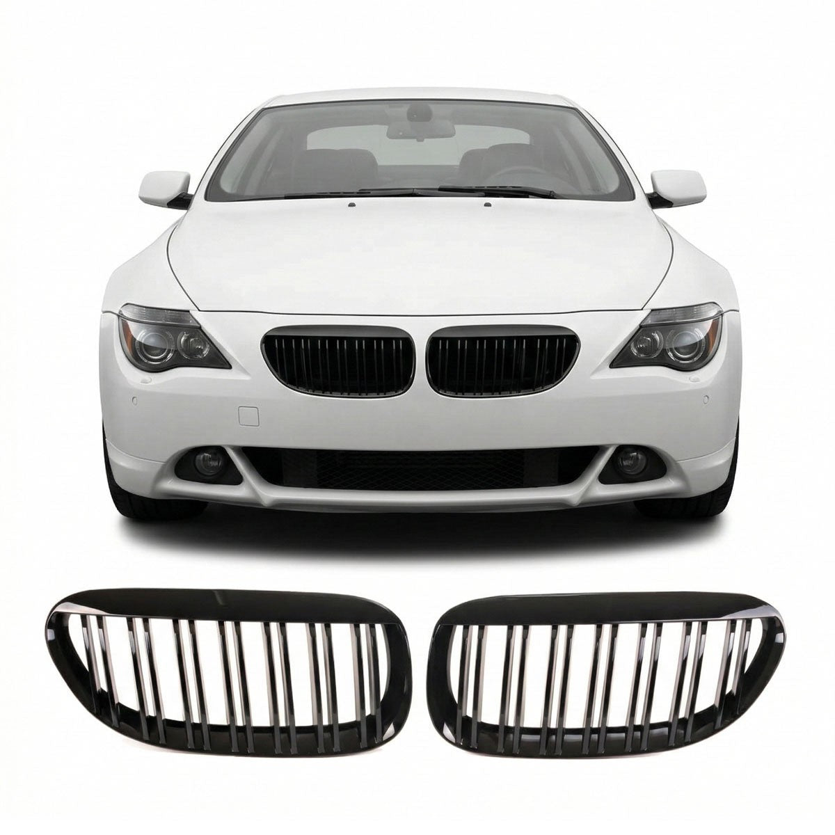 Frontgrill Doppellinie Hochglanz Schwarz passend für BMW 6er E63 E64 2003-2010