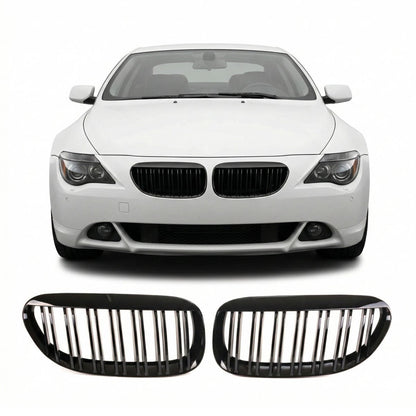Frontgrill Doppellinie Hochglanz Schwarz passend für BMW 6er E63 E64 2003-2010