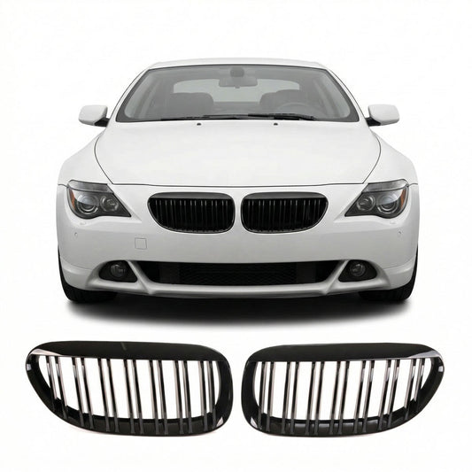 Kühlergrill Einzelstreifen Matt Schwarz passend für BMW 6er E63 E64 2003-2010