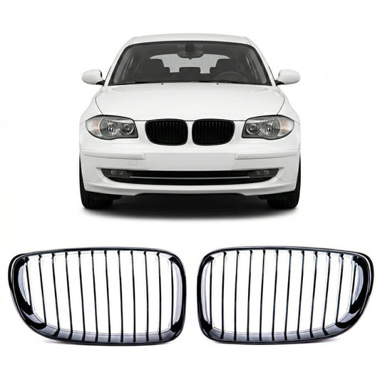 Frontgrill Hochglanz Schwarz passend für BMW 1er E81 E82 E87 E88 2007-2012