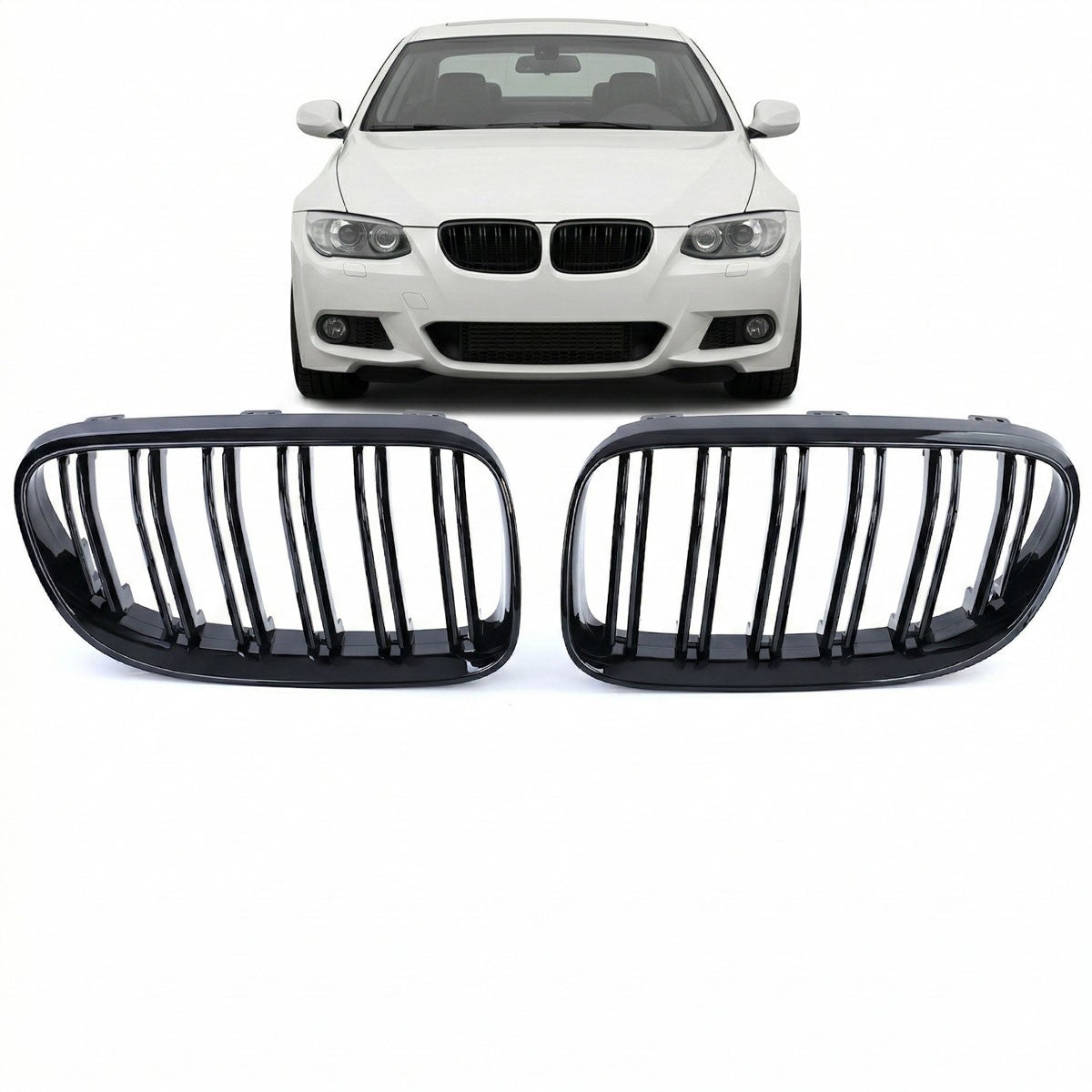 Vorderer Grill Hochglanz Schwarz Doppel-Linie passend für BMW 3er E92 E93 2010-2013