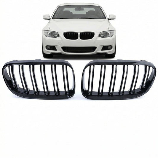 Vorderer Grill Hochglanz Schwarz Doppel-Linie passend für BMW 3er E92 E93 2010-2013