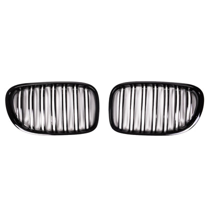 Doppel-Linie Hochglanz Schwarzer Vordergrill passend für BMW 7er F01 F02 2008-2012
