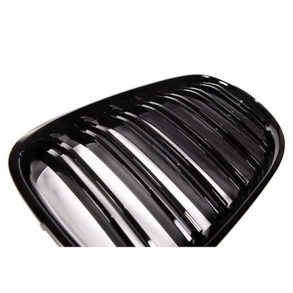 Doppel-Linie Hochglanz Schwarzer Vordergrill passend für BMW 7er F01 F02 2008-2012