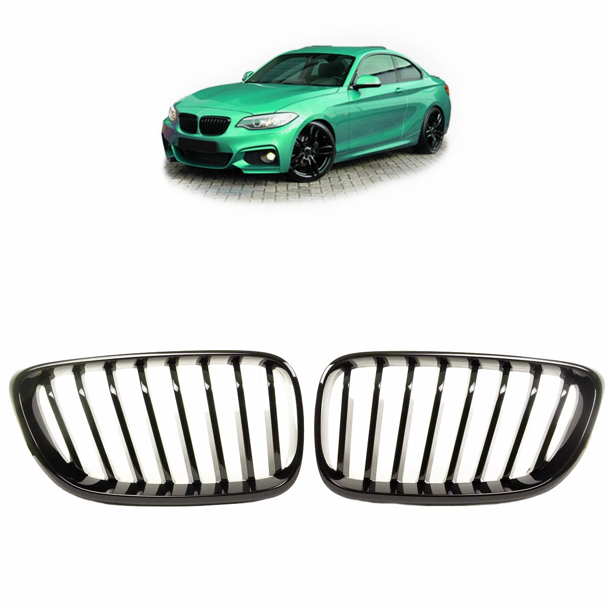 Sportgrill Hochglanz Schwarz passend für BMW 2er F22 F23 F87 2014-2021