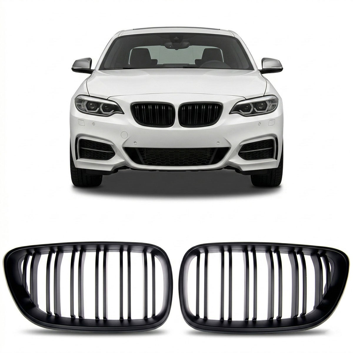 Grill Dual Line Matt Schwarz passend für BMW 2er F22 F23 2013-2021