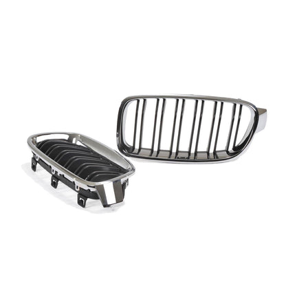 Doppelstreifen Chrom & Schwarz Grill passend für BMW 3er F30 F31 2011-2019